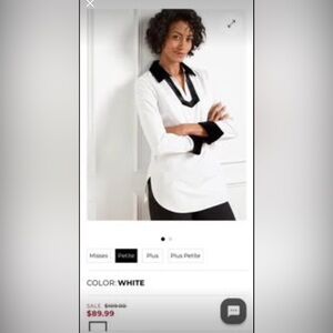 New with tags Talbot’s velvet trim poplin tunic